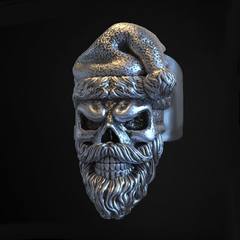 Santa Claus Skull Sterling Silver Ring