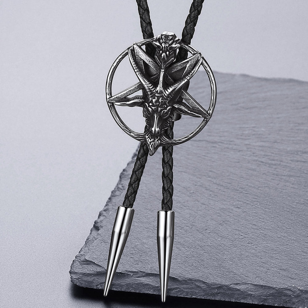 Baphomet Pentagram Goat Bolo Tie for