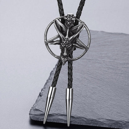Baphomet Pentagram Goat Bolo Tie for