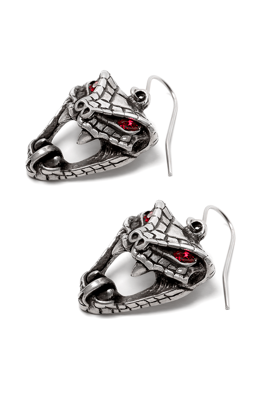 Serpent Skull Red-eye Snake Bite Dangler Earrings