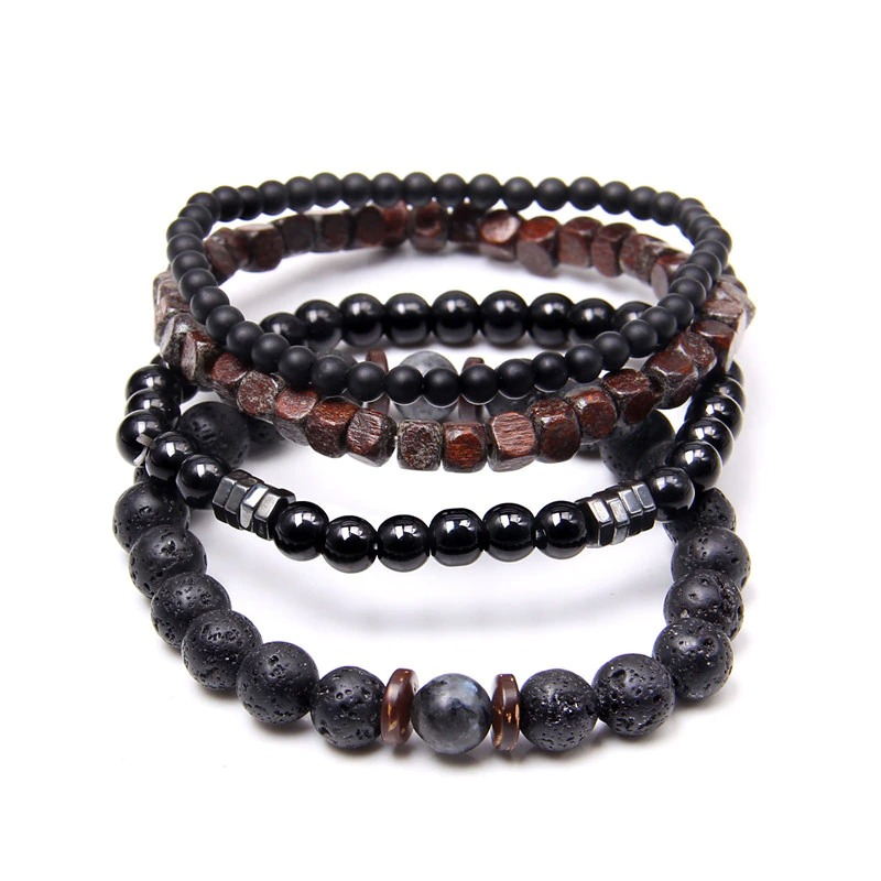 Set Bracelets Natural Stone Beads and Wood / Pulseras Bracelets