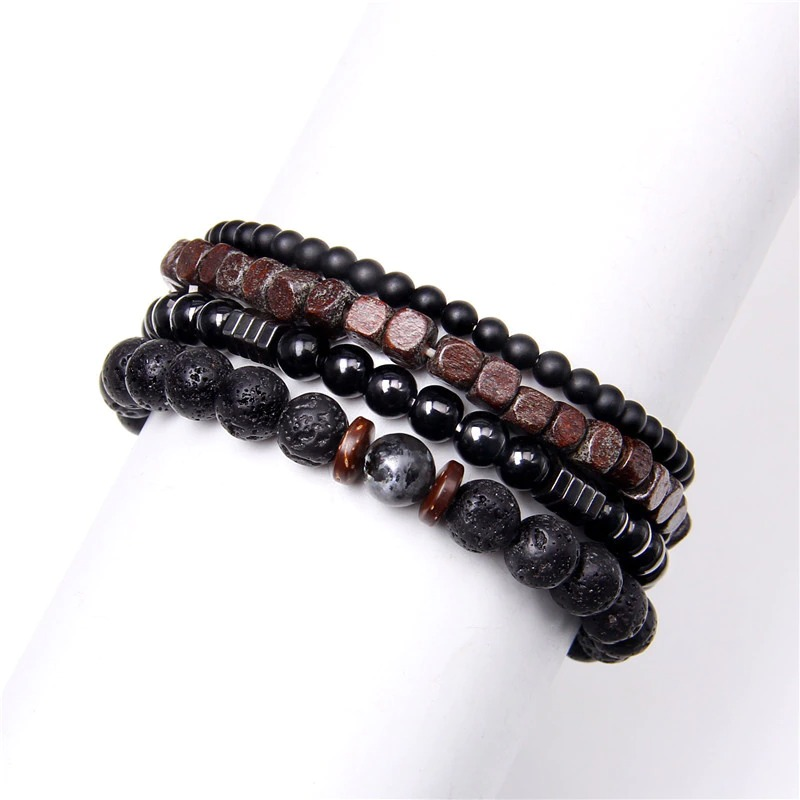 Set Bracelets Natural Stone Beads and Wood / Pulseras Bracelets