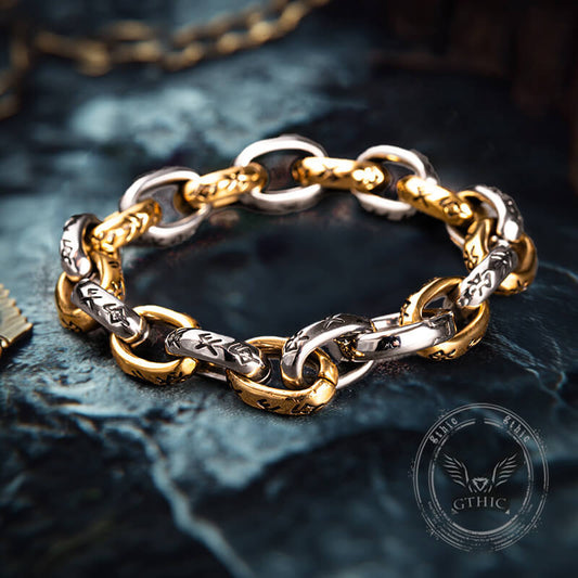 Seven Realms Seal Rune Letter Stainless Steel Viking Bracelet