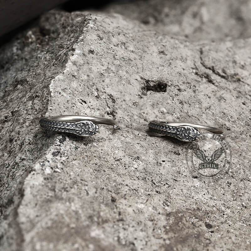 Snake-shaped Sterling Silver Hoop Earrings