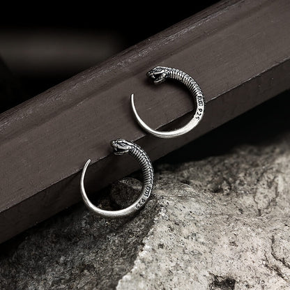 Snake-shaped Sterling Silver Hoop Earrings