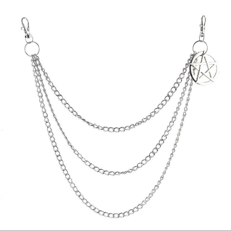 Side Chain for the Pants in Gothic Style / Pentagram Keychains for and