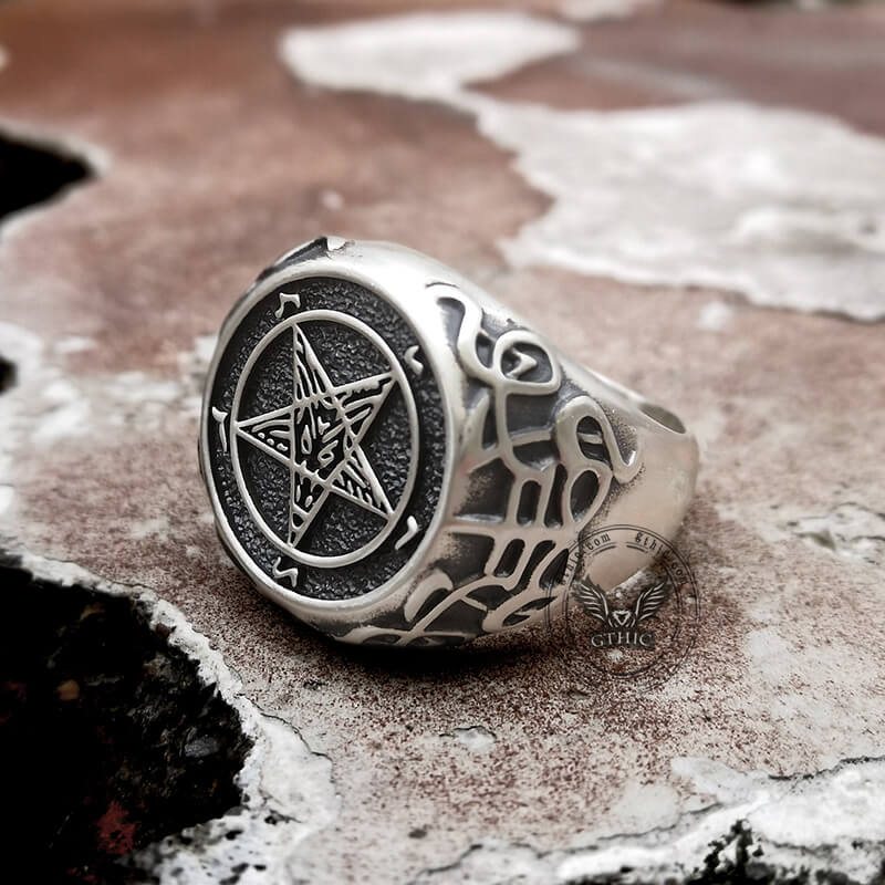 Sigil of Baphomet Sterling Silver Satan Ring