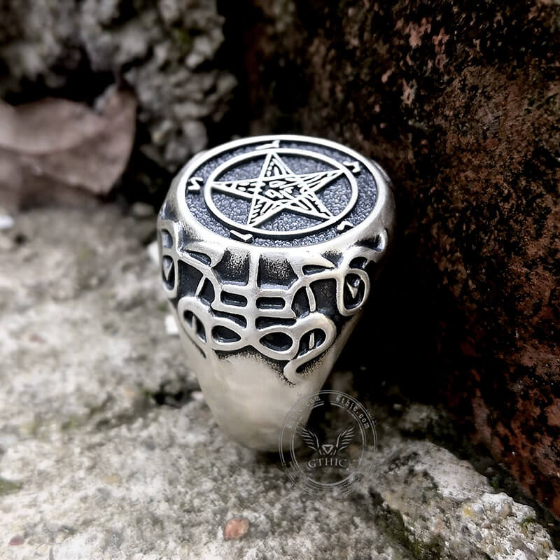 Sigil of Baphomet Sterling Silver Satan Ring