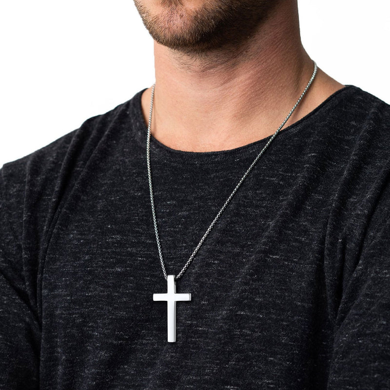 Christian Engraved Plain Cross Necklace Pendant for