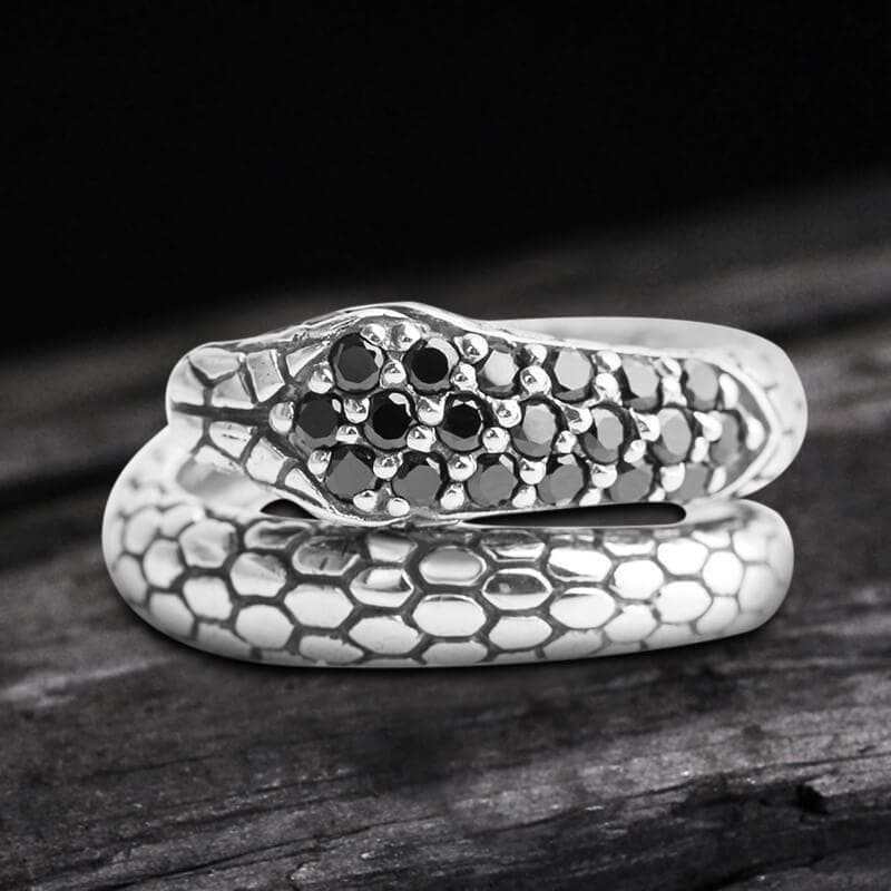 Silver Snake Sterling Silver Cz Ring
