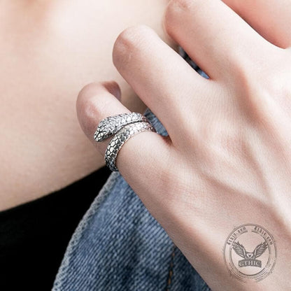 Silver Snake Sterling Silver Cz Ring