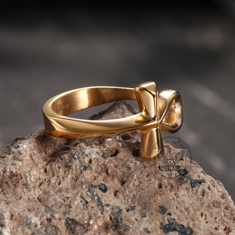 Simple Ancient Egyptian Ankh Cross Stainless Steel Ring