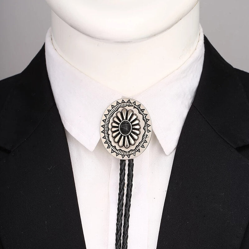 Simple Geometric Turquoise Alloy Bolo Tie