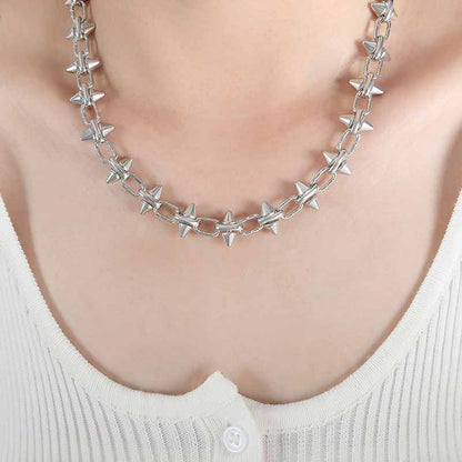 Simple Rhombus Stitching Stainless Steel Necklace