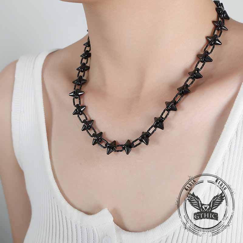 Simple Rhombus Stitching Stainless Steel Necklace
