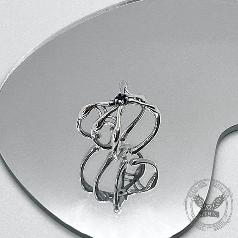 Simple Spider Web Sterling Silver Open Ring