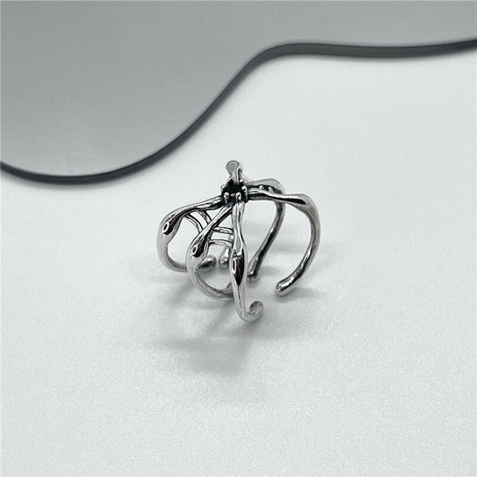 Simple Spider Web Sterling Silver Open Ring