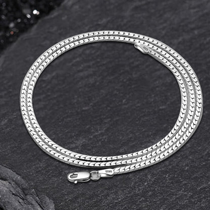Simple Sterling Silver Snake Bone Chain Necklace