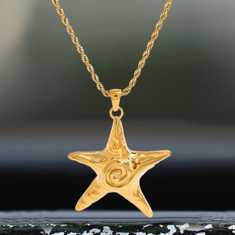 Simple Swirl Starfish Stainless Steel Necklace