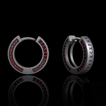 Simple Viking Runes Zircon Sterling Silver Stud Earrings