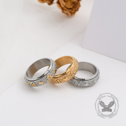 Six-character Mantra Stainless Steel Spinner Ring