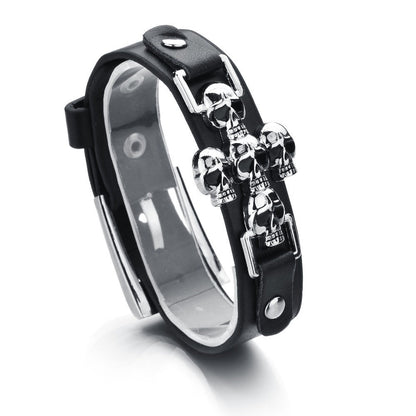 Skeleton Skull Punk Gothic Rock Leather Belt / Buckle Bracelets for and