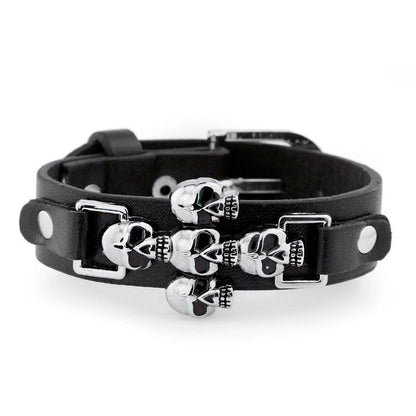 Skeleton Skull Punk Gothic Rock Leather Belt / Buckle Bracelets for and