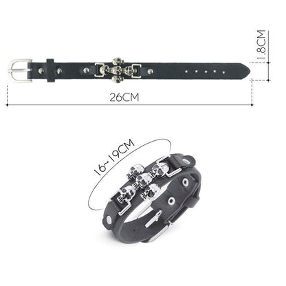 Skeleton Skull Punk Gothic Rock Leather Belt / Buckle Bracelets for and