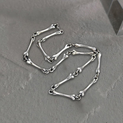 Skeleton Bone Link Chain Sterling Silver Necklace