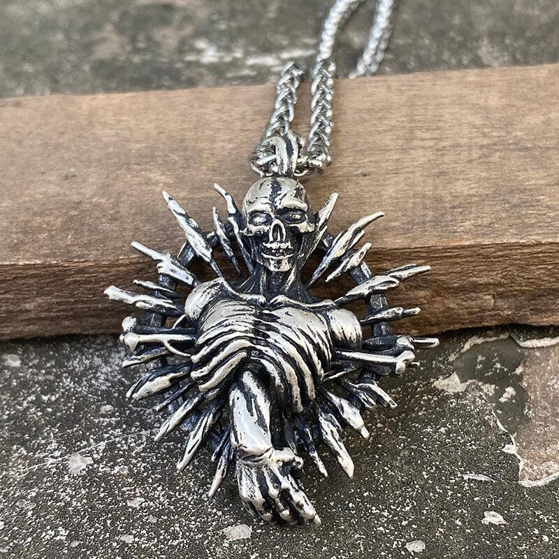 Skeleton Bones Sterling Silver Skull Pendant