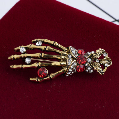 Skeleton Hand Alloy Skull Brooch