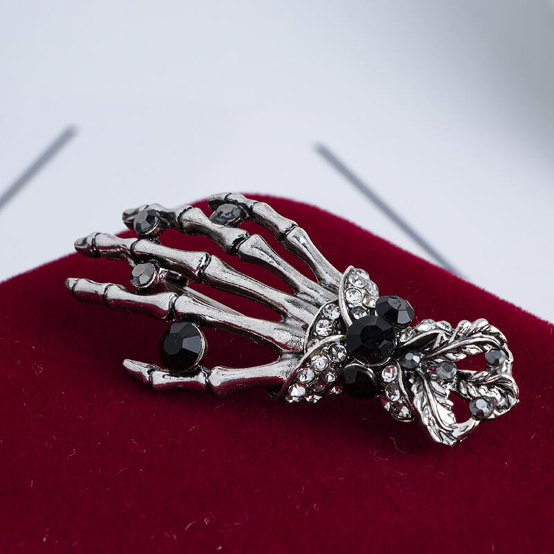 Skeleton Hand Alloy Skull Brooch