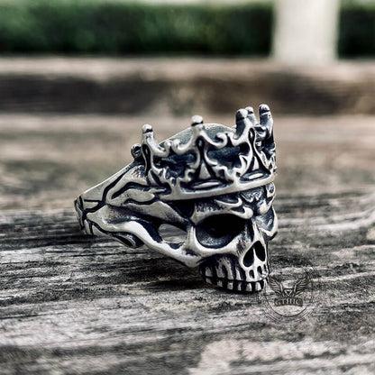 Skeleton King With Crown Sterling Silver Skull Ring