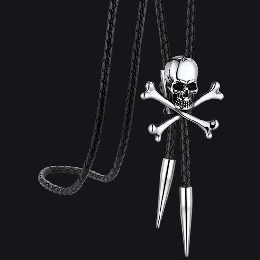 Cowboy Crossbone Skull Bolo Tie for