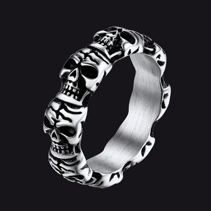 Punk Skull Statement Band Ring for in Stainless Steel