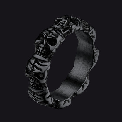 Punk Skull Statement Band Ring for in Stainless Steel