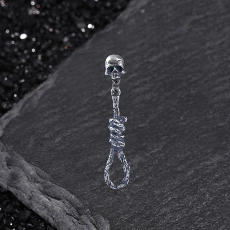 Skull and Rope Knot Sterling Silver Drop Earrings