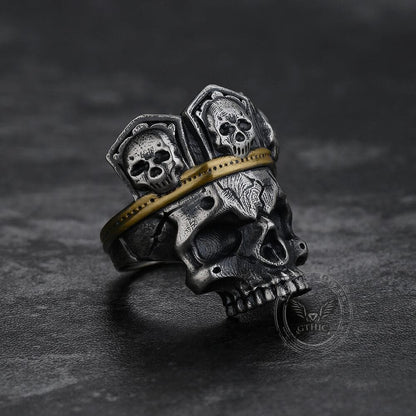 King Skull Crown Sterling Silver Brass Ring