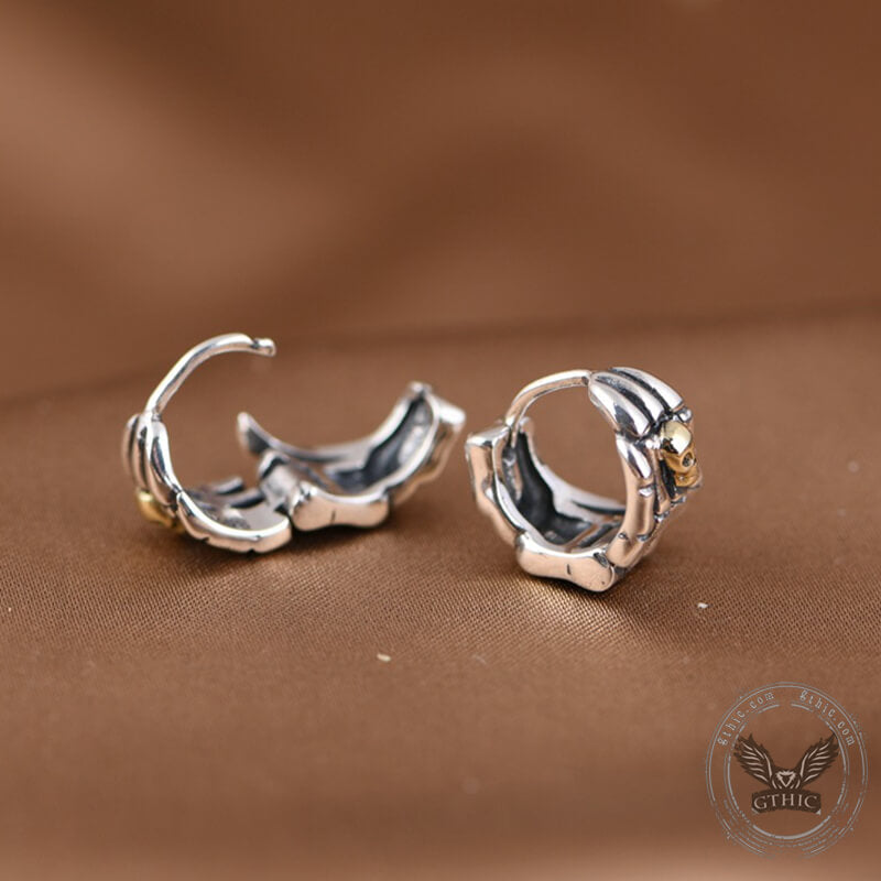 Skull Hand Sterling Silver Goth Earrings