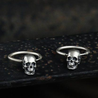 Skull Head Sterling Silver Earring