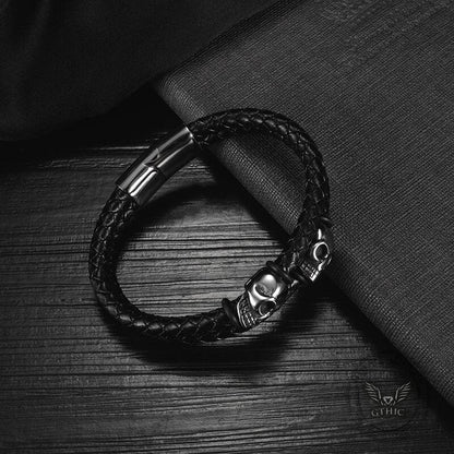 Skull Stainless Steel Leather Bracelet