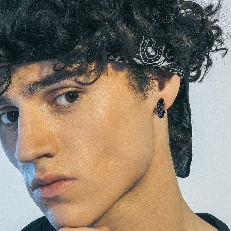 Gothic Snake Huggie Hoop Earrings for