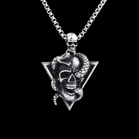 Snake Skull Triangle Pendant