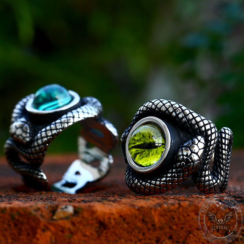 Snake Eye Stainless Steel Gemstone Ring