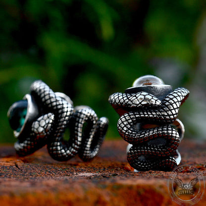 Snake Eye Stainless Steel Gemstone Ring