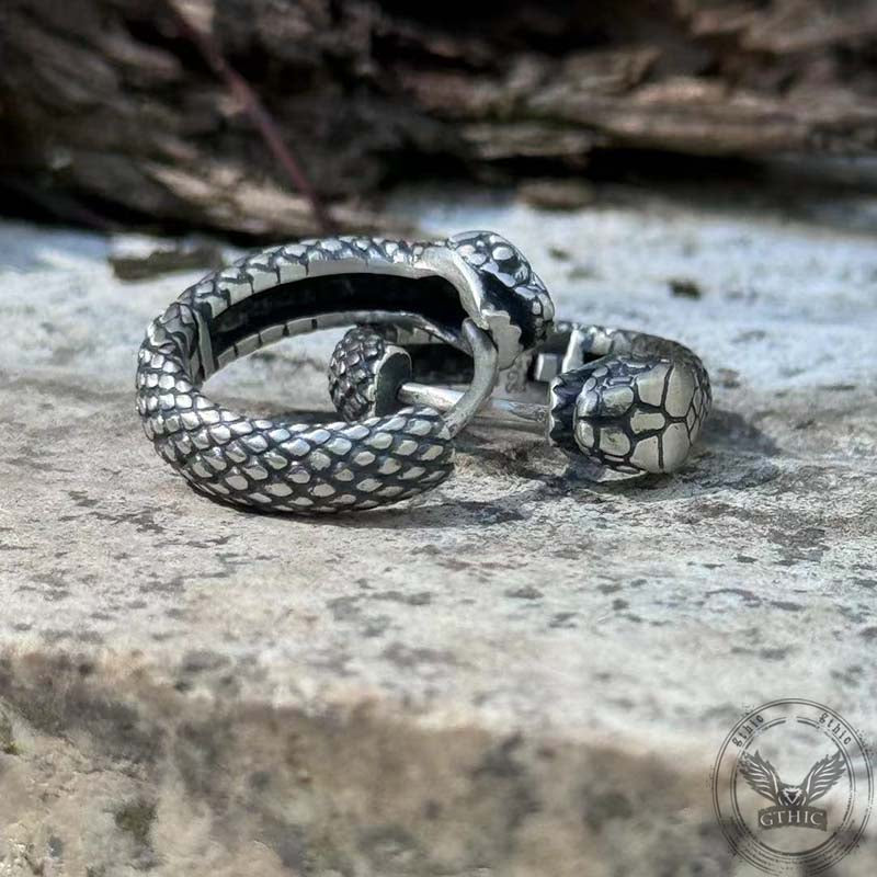 Snake Ouroboros Sterling Silver Huggie Earrings