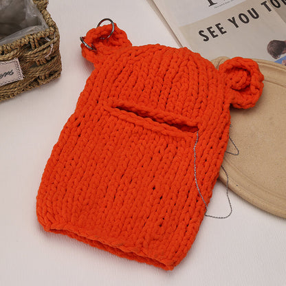 Color Bear Ear Knit Balaclava Hat