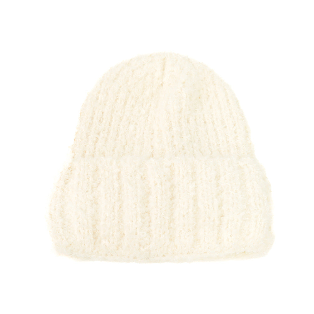 Color Wool-blend Chunky Knitted Beanie Hat