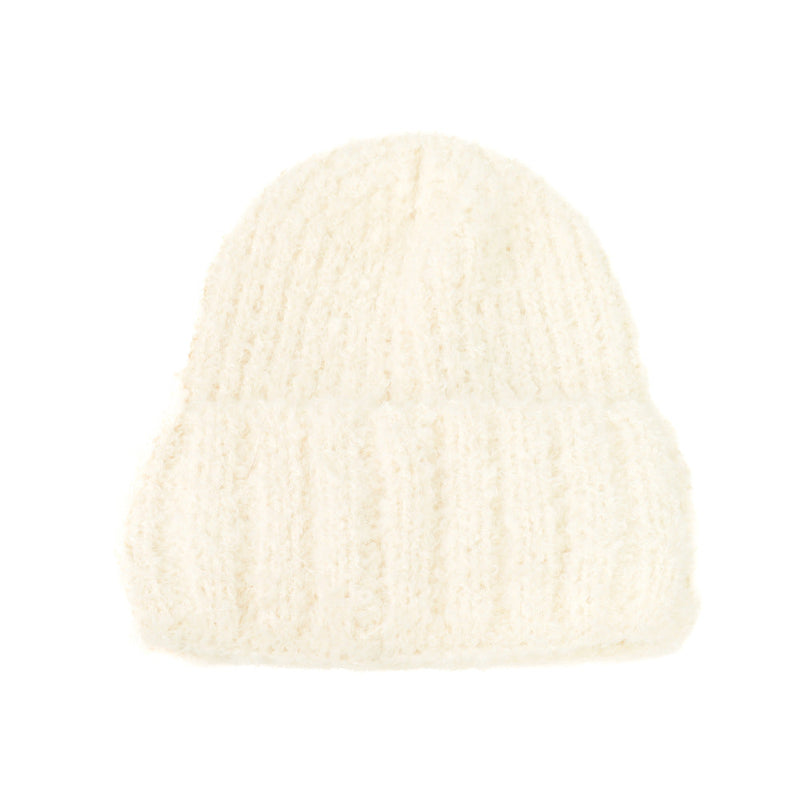 Color Wool-blend Chunky Knitted Beanie Hat