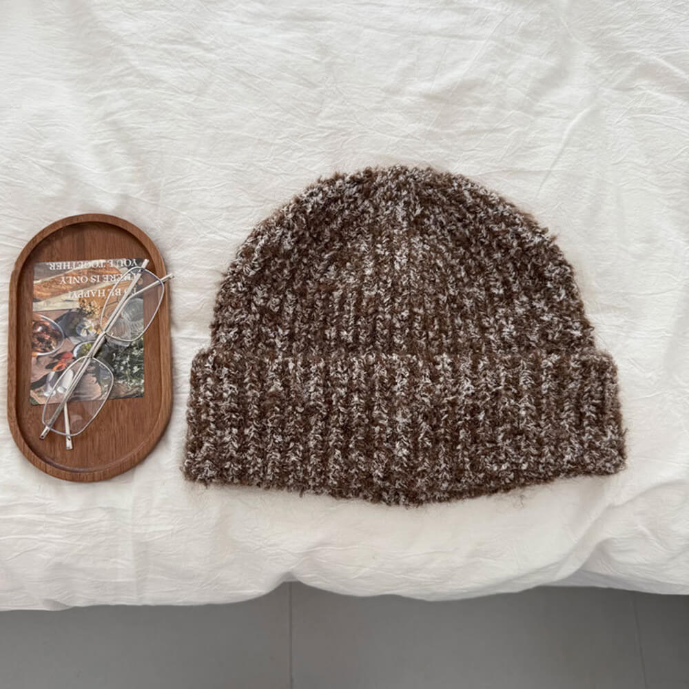 Color Wool-blend Chunky Knitted Beanie Hat